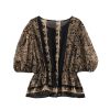 Retro slim fit printed round neck top
