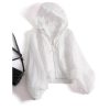 Lightweight Breathable Sun Protection Jacket for Women, Short Style with Drawstring Design, Hooded Outerwear, Summer Casual Fashion