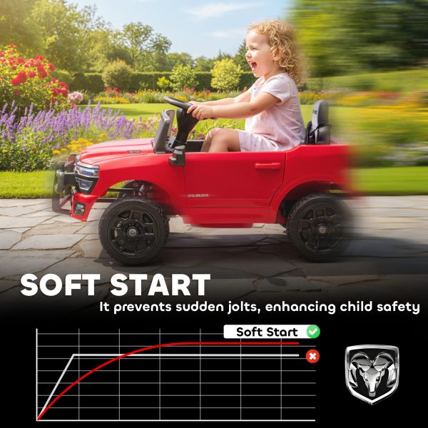 12V Kids Ride on Car, Licensed Dodge RAM 3500 Ride on Toys with Dual Motors, Remote Control for Toddlers, Red