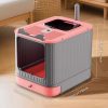 63ad8e8f-5f9f-4b23-8252-ea99b9947f04.jpg Elevated Leak Proof Elf Pink Cat Litter Box, Made Of Sturdy And Durable Materials, Also Suitable For Multi Cat Households