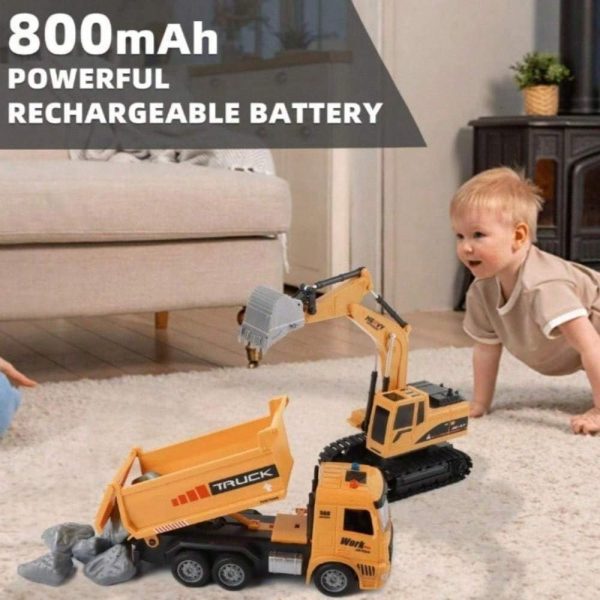 646a3bcd-8a90-4ddb-9385-301c7e96fd13.jpg RC Dump Truck And Excavator Set, 2 In 1 Remote Control Construction Vehicles With Realistic Sounds And Lights, Perfect Holiday Gift, Toy Cars, Outside Toys, Carro Control Remoto, Remote Control Toys