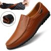 586485573 Genuine Leather Mens Moccasin Shoes Black Men Flats Breathable Casual Italian Loafers Comfortable Plus Size