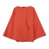 Flax flowing slanted collar long sleeved shirt
