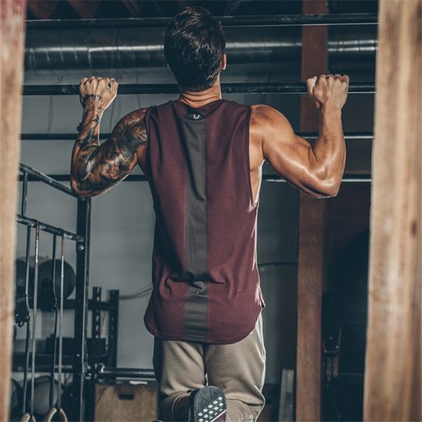 586486597 Summer Newest Brand Mens Curved Hem Patchwork Gyms Stringers Vest Bodybuilding Clothing Fitness Man Tanks Tops