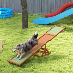 6c4f8bfb-b56d-4865-951e-df025d87a8d3.jpg Wooden Dog Agility Seesaw for Training and Exercise, Weather Resistant, 83" L x 16" W x 14" H, Orange