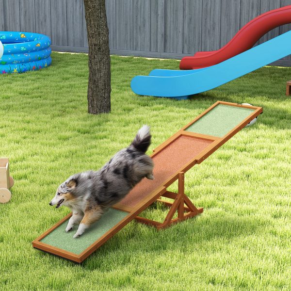 6c4f8bfb-b56d-4865-951e-df025d87a8d3.jpg Wooden Dog Agility Seesaw for Training and Exercise, Weather Resistant, 83" L x 16" W x 14" H, Orange