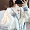 586484667 Fall New Women's Knit Cardigan Sweater Loose Outerwear Water Rabbit Fur Top Coat