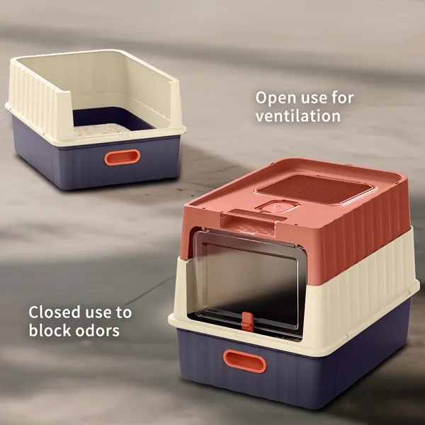 7303a344-e450-4fe4-a449-686a9d2edb27.jpg Simple Drawer Style Red Cat Litter Box, Humanized Design, Does Not Occupy Household Storage Space