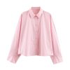 586484939 Commuting style loose and versatile striped shirt