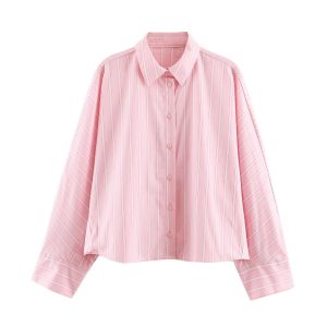 586484939 Commuting style loose and versatile striped shirt