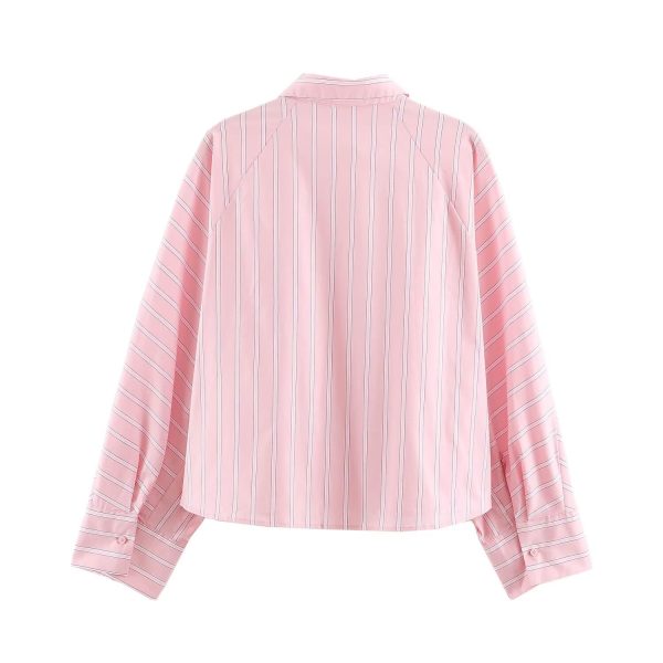 586484940 Commuting style loose and versatile striped shirt