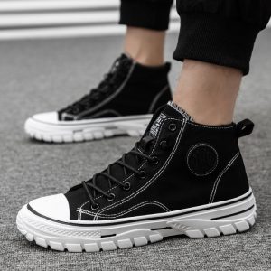 586486693 High top canvas shoes Korean style trendy sports and leisure shoes fashionable trendy shoes student board shoes
