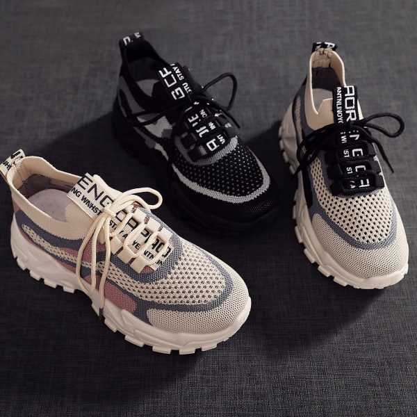 586486853 Flyknit shoes breathable and comfortable thick soled shoes dad shoes women's sports shoes