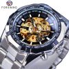 586486593 Silver Stainless Steel Waterproof Mens Skeleton Watches Top Brand Luxury Transparent Mechanical Male Wrist Watch