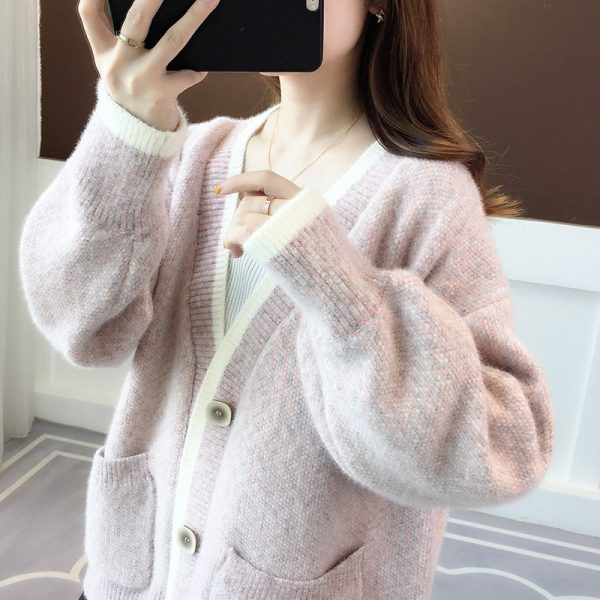 586484668 Fall New Women's Knit Cardigan Sweater Loose Outerwear Water Rabbit Fur Top Coat