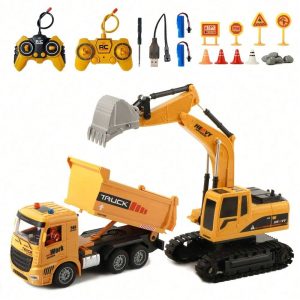 7aa1c280-df1e-4908-895a-ffc329f0fec3.jpg RC Dump Truck And Excavator Set, 2 In 1 Remote Control Construction Vehicles With Realistic Sounds And Lights, Perfect Holiday Gift, Toy Cars, Outside Toys, Carro Control Remoto, Remote Control Toys