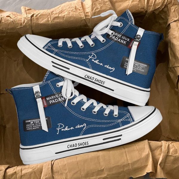 586485986 High top board shoes canvas shoes casual shoes Korean version student shoes men's shoes trendy shoes