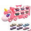 82e0a6a5-fd81-48ca-8d57-a42cd4f39f66.jpg Cute Transforming Truck Toy Expandable Racetrack & Vehicle Storage Set Portable Carrier With Mini Cars Toy For Girls Ages 3 And Up,Pickup Only