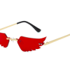 586487195 Luxury Fashion Flame Sunglasses Women Rimless Bat Sun GlassesEyeglass Vintage Feather Sunglass Fire Shape Eyewears