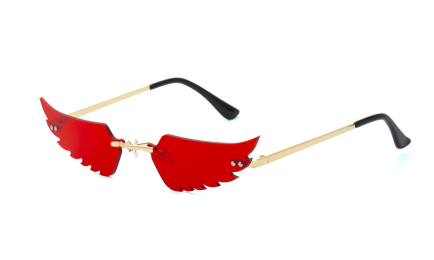 586487195 Luxury Fashion Flame Sunglasses Women Rimless Bat Sun GlassesEyeglass Vintage Feather Sunglass Fire Shape Eyewears