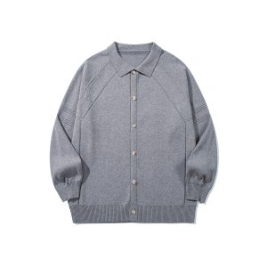586483913 Trendy Panel Texture Heavyweight Loose Casual Turn-down Collar Open Front Sweater