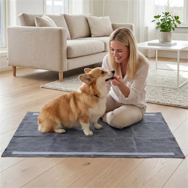 87eea79b-b1b6-4f84-b2dc-5ffaa3d39e96.jpg 150 Pack Activated Carbon Dog Pee Pads 35.5"x24", Extra Large 6-Layer Odor Control Pet Training Pads