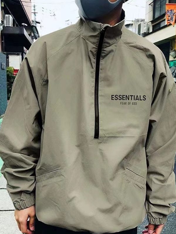 586486247 FOG Double Thread ESSENTIALS Half Zip Mens Trendy American INS Jacket Coat Windbreaker Spring and Autumn