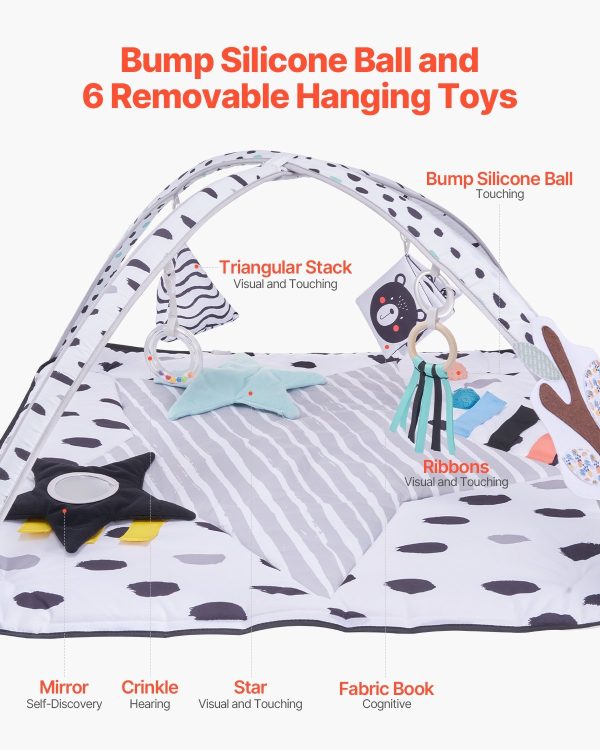 Baby Play Gym Mat Tummy Time Activity Mat With 6 Sensory Toys