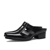 586485602 5cm High Heels Mens Leather Half Shoes Luxury Genuine Leather Fashion Hollow Rome Style Man Business Sandals Shoes with Height