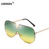 LEIDISEN  One Piece Sunglasses Men Brand Designer High Quality Oversized Sunglasses For Women Sunglass Metal UV400 Mirror