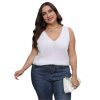 586483934 Ladies' Cross-Back V-Neck Casual Knit Top, Oversized Machine-Knitted Sweater, Basic Layering Top