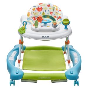 8d3772f1-efbe-4185-b3a7-ed7df4ccc78f.jpg 4-in-1 Baby Walker, Foldable Baby Activity Center On Wheels, 3 Adjustable Height, Music Toys Tray, Learning-Seated Walk-Behind Rocker Bouncer Toddler Walker For Girls Boys 6-24 Months