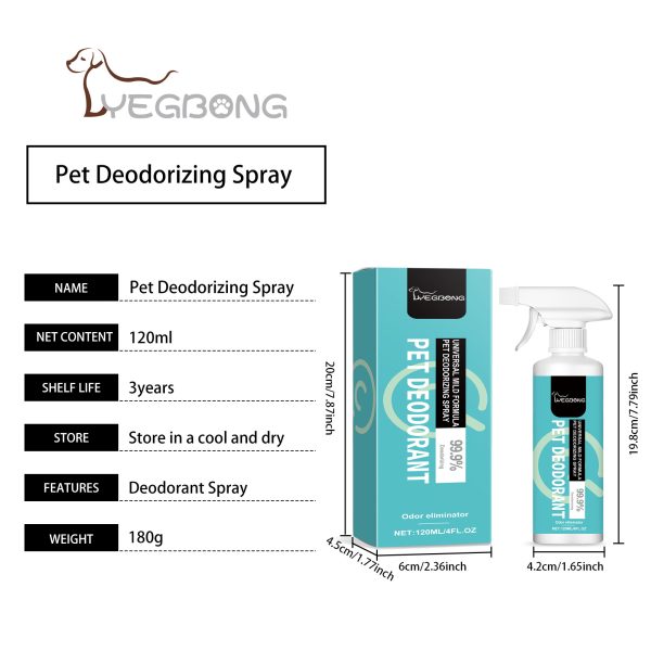 8d6abbd8-df5e-44fa-a23a-1a5a8a9da575.jpg Pet Deodorant Spray, Gentle Pet Odor Eliminator For Dogs & Cats, Instantly Remove Bad Smell For Pet Bedding, Carpet & Home Surfaces, 120ML