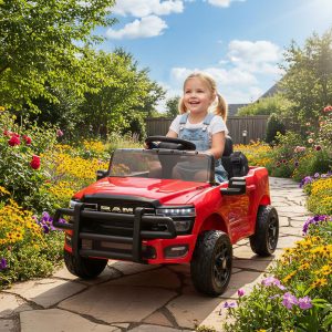 8ec00392-9438-4003-bc6b-085883e3f93d.jpg 12V Kids Ride on Car, Licensed Dodge RAM 3500 Ride on Toys with Dual Motors, Remote Control for Toddlers, Red