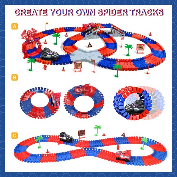 9022b145-9d20-42b7-8301-afc13aa7d7a4.jpg Spider-Themed Flexible Track Toy Set Includes Black And Red Spider Cars,Pickup Only