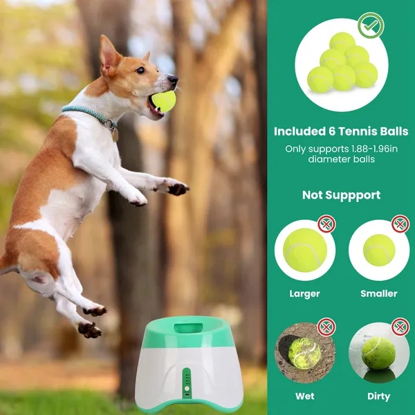 93311bb8-25bd-4613-af2f-9644035da9da.jpg Automatic Dog Ball Launcher Included 6 Tennis Balls Dog With 3 Adjustable Launch Distance Interactive Ball Thrower Fetch Machine For Small Medium Dogs