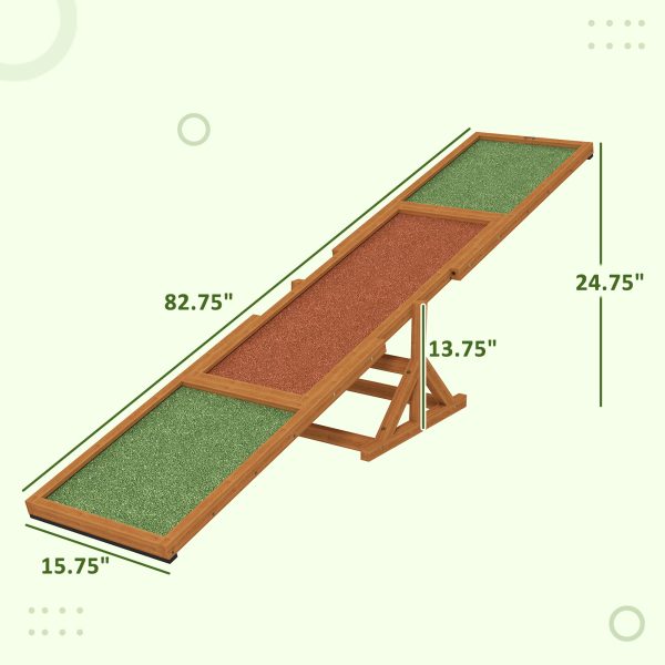 943437ac-c932-49a1-a3e1-18df9ec63370.jpg Wooden Dog Agility Seesaw for Training and Exercise, Weather Resistant, 83" L x 16" W x 14" H, Orange