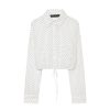 Adjustable polka dot embellished short chiffon shirt