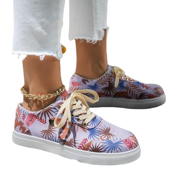 586486904 Plus Size Women's Board Shoes Spring Printing Colorful Single Shoes Casual Shoes Small White Shoes