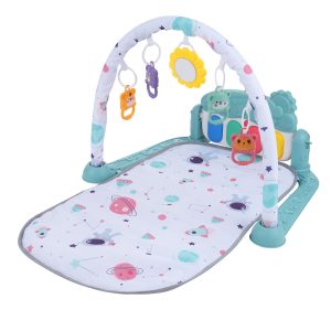 990149e3-f018-44de-9dbe-744a28ef74b0.jpg Baby Play Mat With Piano Keyboard & Deatchable Hanging Toys, Kick And Play Musical Activity Gym, Tummy Time Crawling Mat For Infants 0-12 Months, 4 Colorful Hanging Toys And Sun Flower Mirror