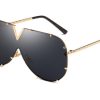 LEIDISEN  One Piece Sunglasses Men Brand Designer High Quality Oversized Sunglasses For Women Sunglass Metal UV400 Mirror