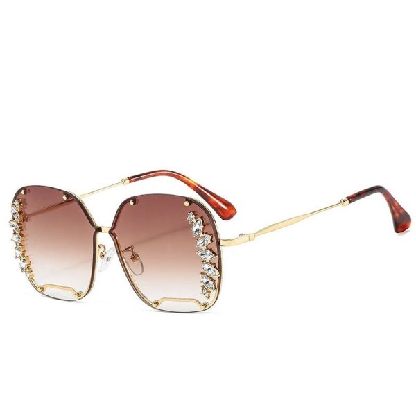 Luxury Oversized Rhinestones Sunglasses Women Metal Cutout Shades Fashion Cut Square Sun Glasses Female Trend Diamond Sunglass