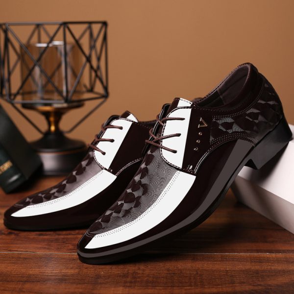 586486687 Bright leather shoes for men's business dress shoes, plus size men's shoes, versatile wedding shoes