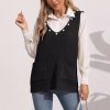 586484878 Women's Vest Double Pocket Patchwork V-neck Casual Pearl Beaded Sleeveless Top Sweater