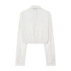 Adjustable polka dot embellished short chiffon shirt