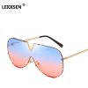 586487243 LEIDISEN One Piece Sunglasses Men Brand Designer High Quality Oversized Sunglasses For Women Sunglass Metal UV400 Mirror
