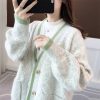 586484674 Fall New Women's Knit Cardigan Sweater Loose Outerwear Water Rabbit Fur Top Coat