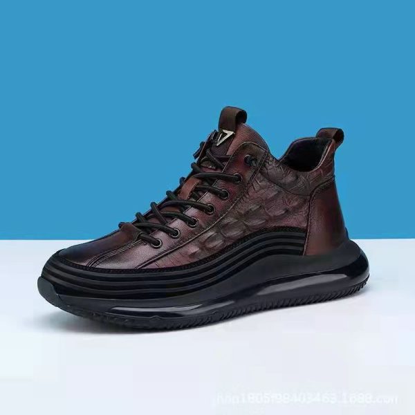 586486413 New Size 48 High Top Pu Embossed Casual Sports Elastic Band Fashion Mens Shoe