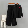 Long sleeved wide leg pants two-piece set for women