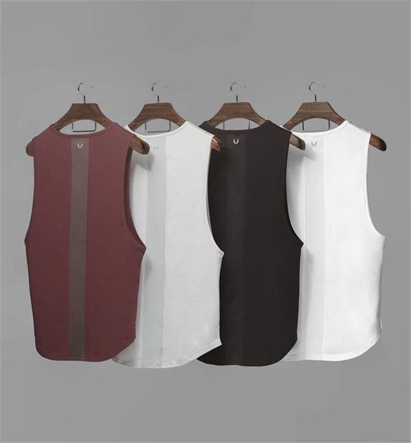 586486601 Summer Newest Brand Mens Curved Hem Patchwork Gyms Stringers Vest Bodybuilding Clothing Fitness Man Tanks Tops